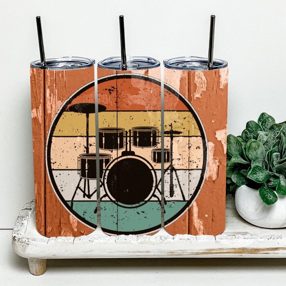 Drums Music 20oz Tumbler With Metal Straw